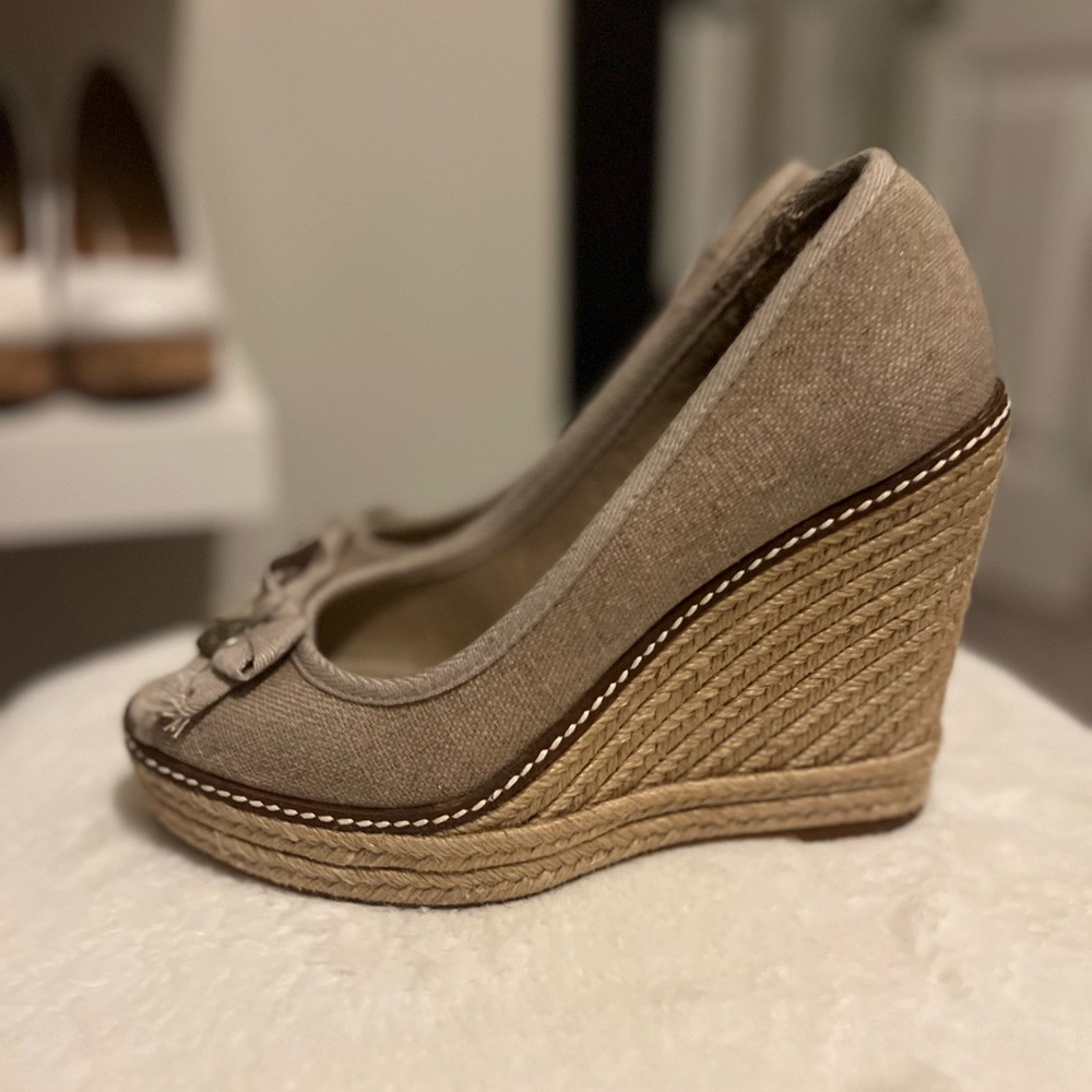 Tory Burch espadrille wedged heels. size 7.5